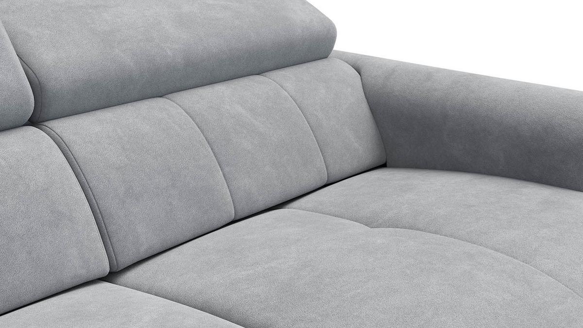 RELAXSOFA RODEN 3-Sitzer mit 2 Relax, hellgrau, Veloursstoff - Hellgrau, Holz/Textil (194/82/103cm) - Wozimo
