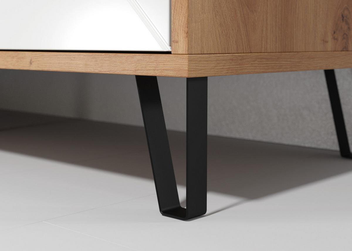 REGALSCHRANK weiß matt, Eiche Artisan 63 x 136 cm, Bücherregal mit Rautenoptik - Eichefarben/Schwarz, Holzwerkstoff/Kunststoff (63/136/40cm) - Top.Furn