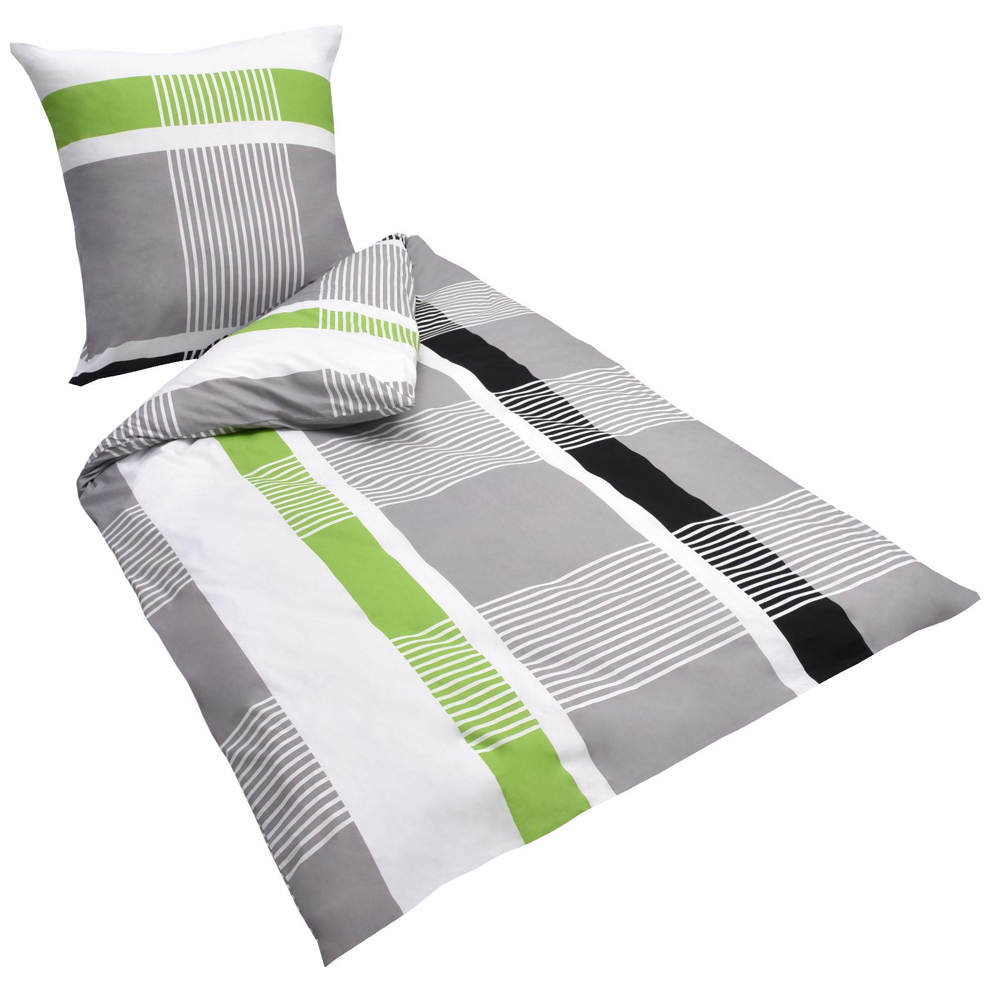 BETTWWÄSCHE Dana 135/200 cm + Kissenbezug 80/80 cm Gestreift Renforcé - Multicolor, Textil (135/200cm)
