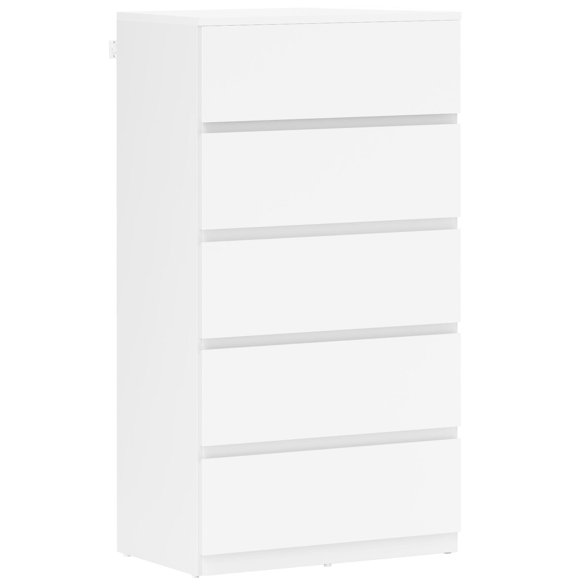 KOMMODE Schubladenschrank Sideboard mit 5 Schubladen, Weiß, 55 x 34 x 100 cm - Weiß, Holzwerkstoff (34/100/55cm) - HOMCOM