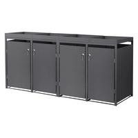 MÜLLTONNENBOX 4er mit Pflanzdach Anthrazit - Anthrazit, Metall (264/124/80cm) - ML-DESIGN