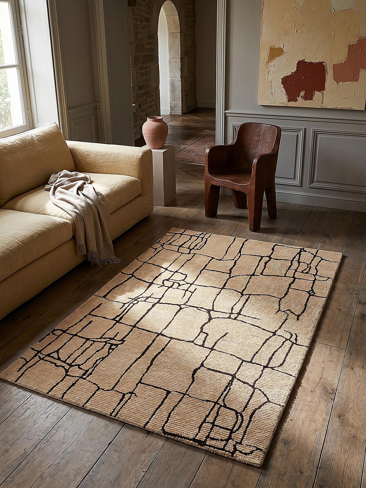 TEPPICH ARLEN, abstrakt, Creme-Schwarz, 160 x 230 cm - Beige, Textil (230/160cm) - KADIMA DESIGN