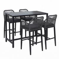 SET BARTISCH + BARHOCKER eckig Grau 5er-Set - Grau, Metall (65/130/105cm) - MCW