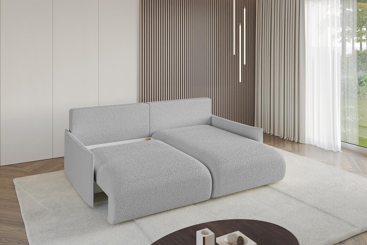 ECKSOFA Ottomane rechts ONESK-L -v1 216x177x72 Hellgrau Bouclé - Hellgrau, Holzwerkstoff/Kunststoff (177/216cm) - ALTDECOR