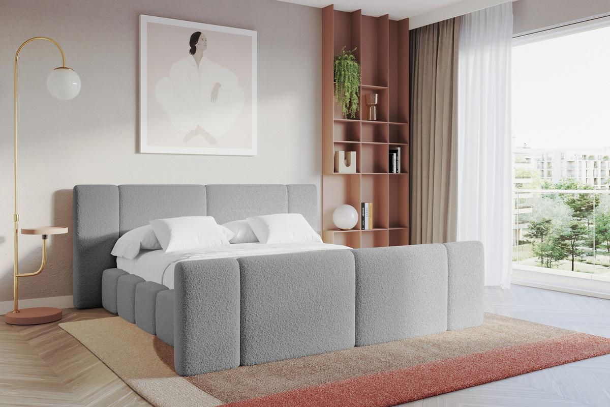 POLSTERBETT mit Bettkasten, Fußteil und Lattenrost, Bett mit Matratze H3/H4 - NILO-Z 180x200 Hellgrau - Taupe, Holzwerkstoff/Textil (180/200cm) - ALTDECOR