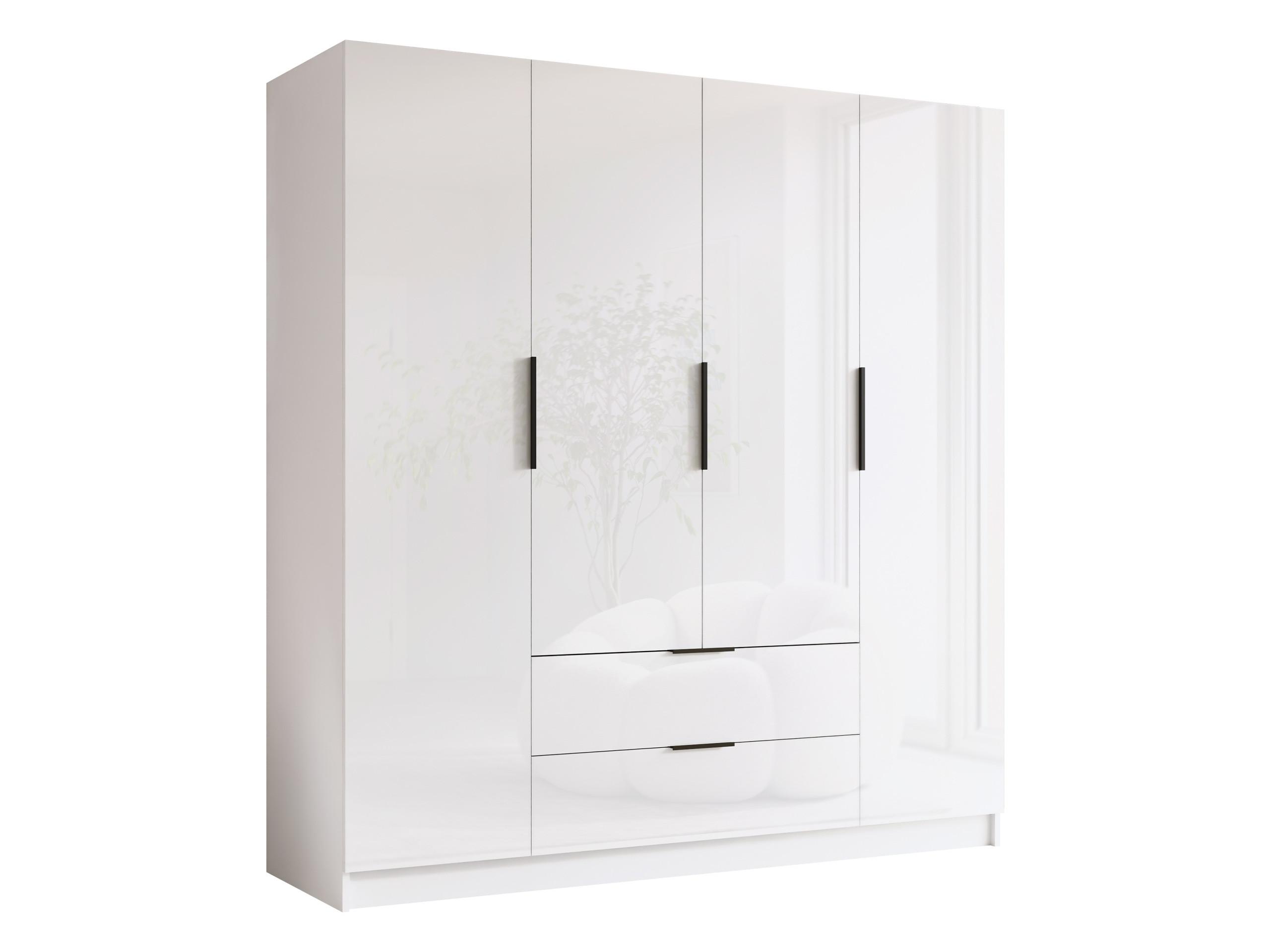 KLEIDERSCHRANK Sofia I Gloss - Weiß Hochglanz/Schwarz, Holzwerkstoff/Kunststoff (200/216/60cm) - MIRJAN24