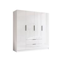 KLEIDERSCHRANK Sofia I Gloss - Weiß Hochglanz/Schwarz, Holzwerkstoff/Kunststoff (200/216/60cm) - MIRJAN24