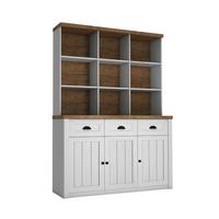GESCHIRRSCHRANK Léandre Weiß und Holz - Weiß, Holzwerkstoff (130.2/198.1/43.3cm) - Petits-meubles