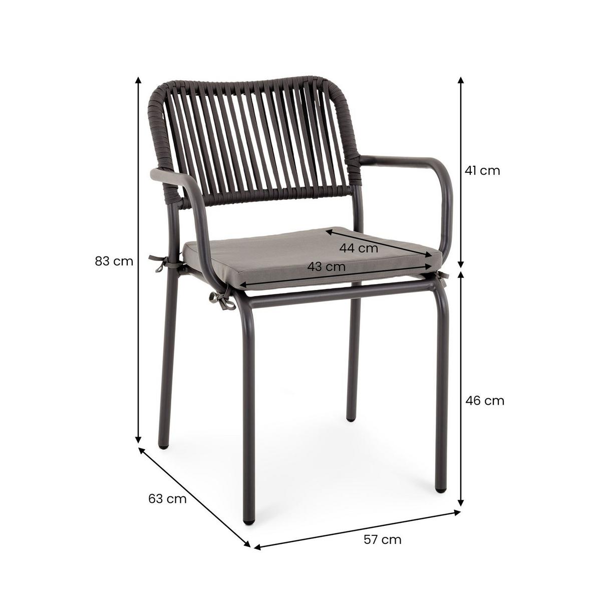 GARTENMÖBEL SET VOLONTE 7er Set grau, schwarz - Grau, Glas/Metall - IDIMEX