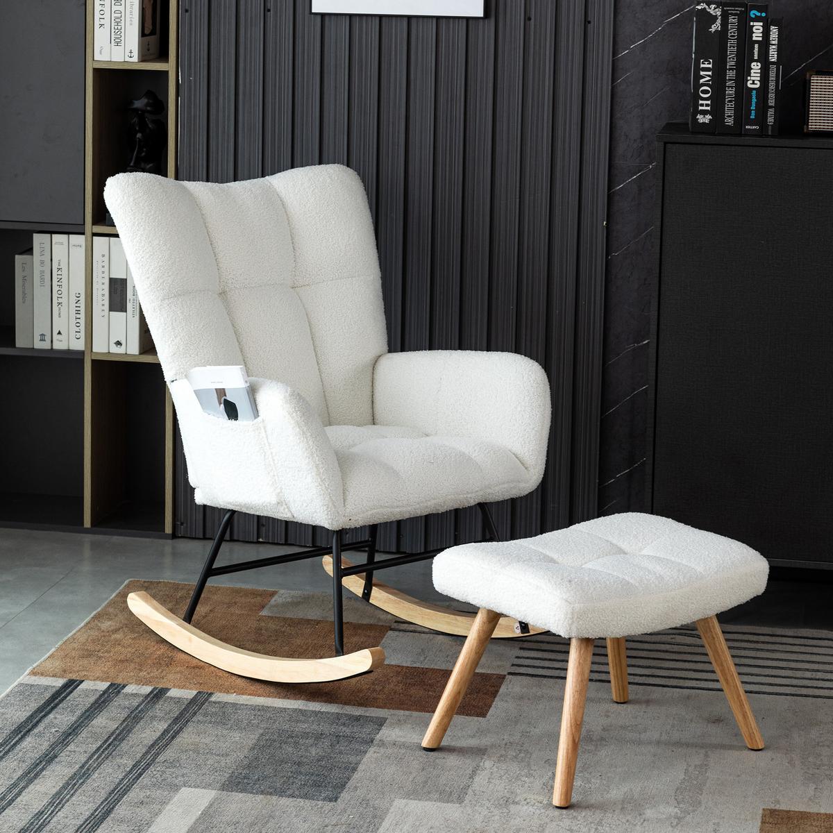 SCHAUKELSTUHL White - Weiß, Textil (69/33/69cm) - Urban Meuble