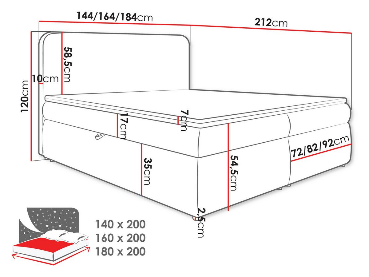 BOXBETT Bonny - H3 - Schwarz/Grau, Holz/Holzwerkstoff (180/200cm) - MIRJAN24