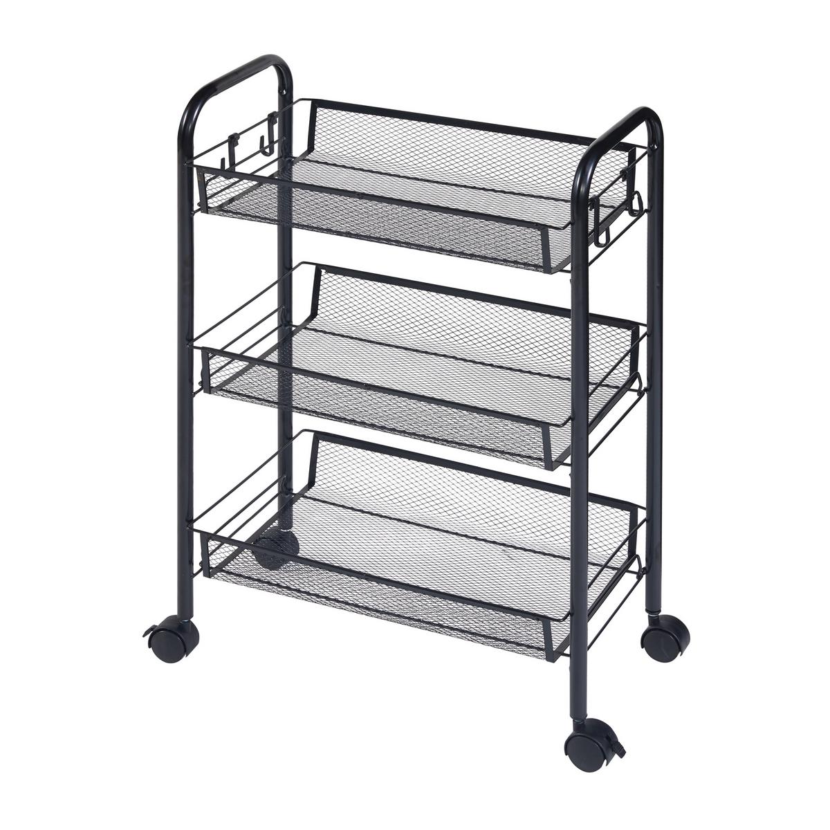 ROLLWAGEN Tromsø - Schwarz, Metall (44/63/26cm) - [en.casa]