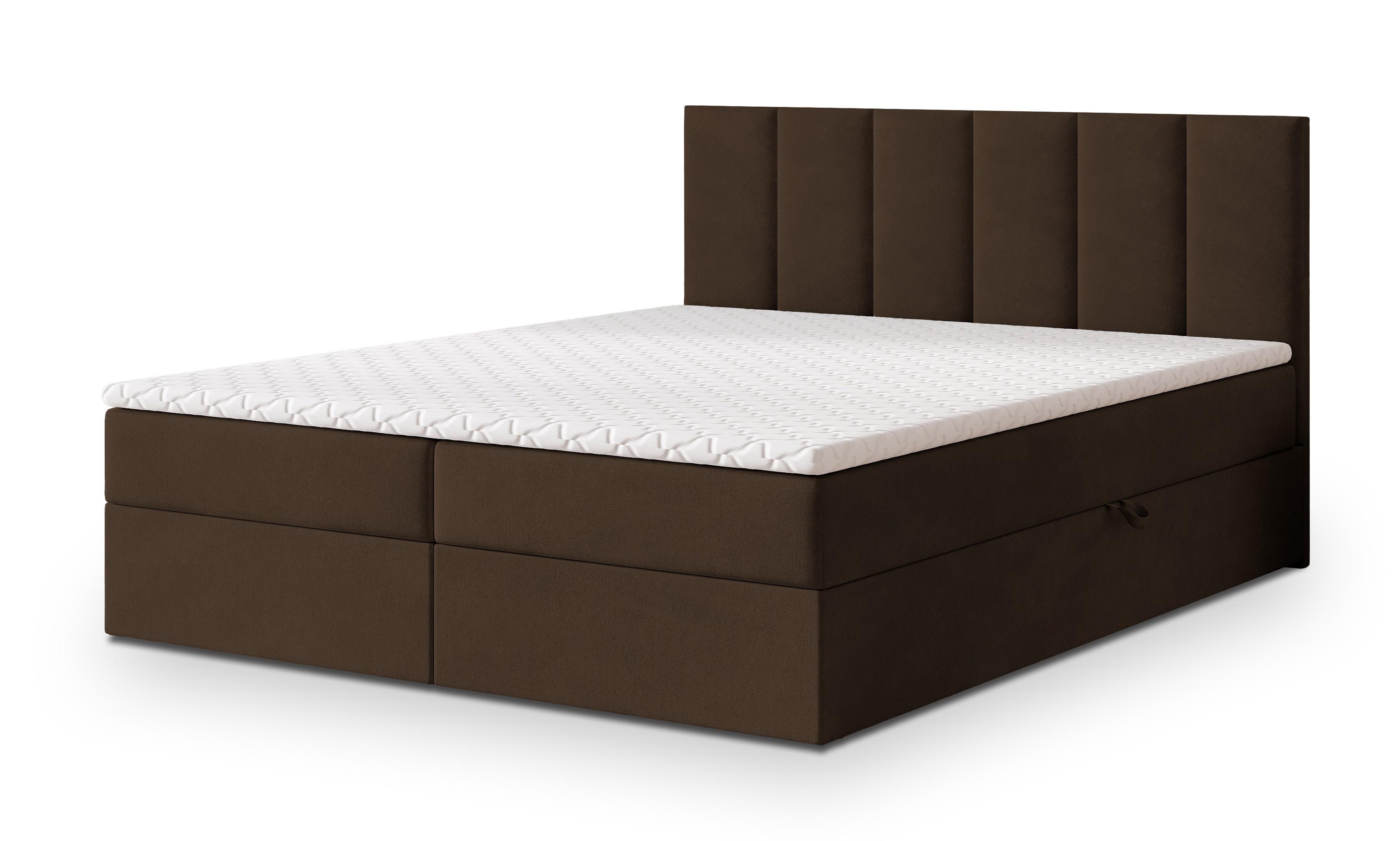 BOXBETT MERIL 140x200 cm mit Matratze und Topper - Braun - Braun, Holz (140/200cm) - MASSENO