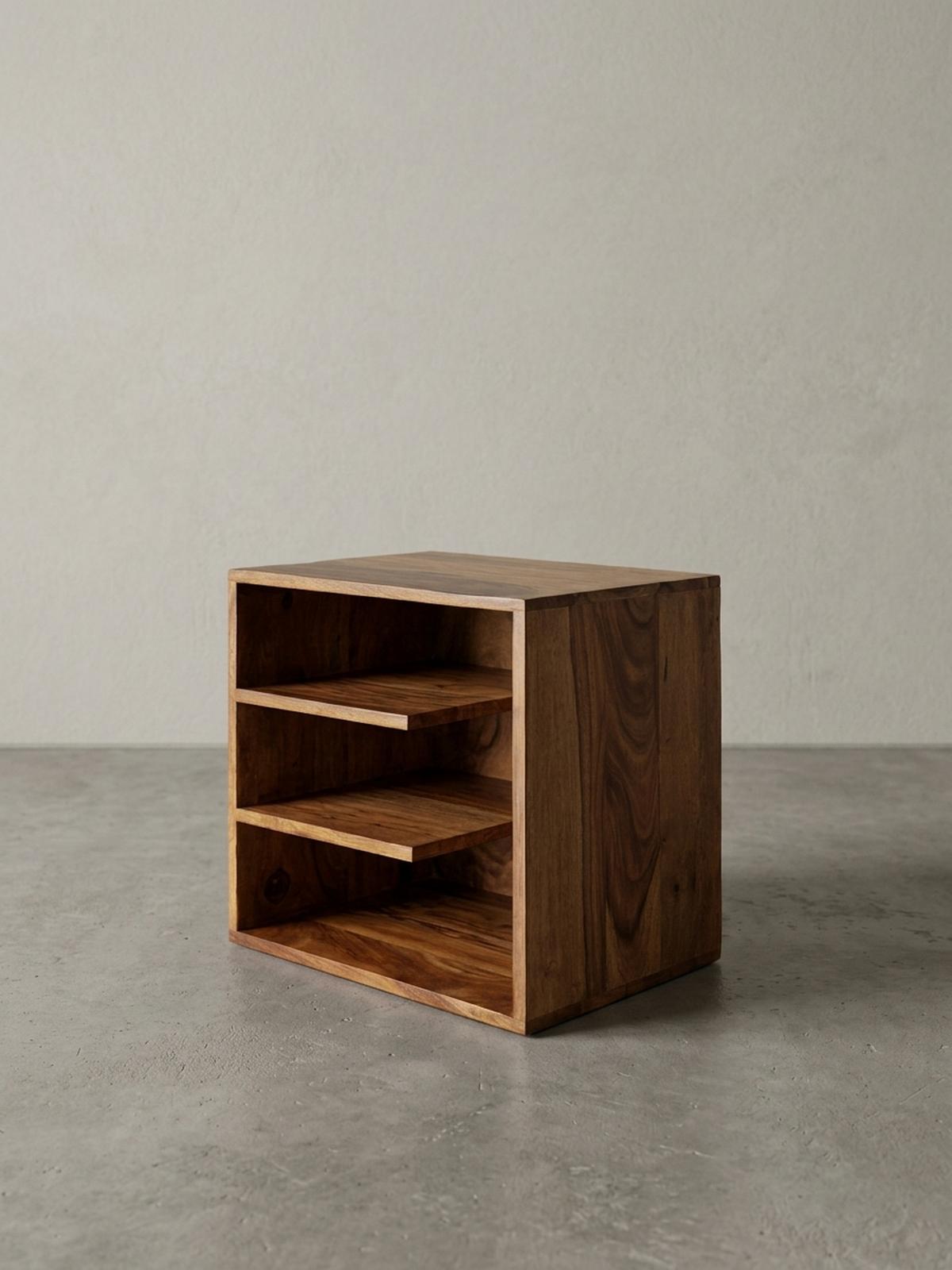 BEISTELLTISCH – Massivholz 43x43x30 cm mit 3 Ablageflächen - Braun, Holz (30/43/43cm) - KADIMA DESIGN