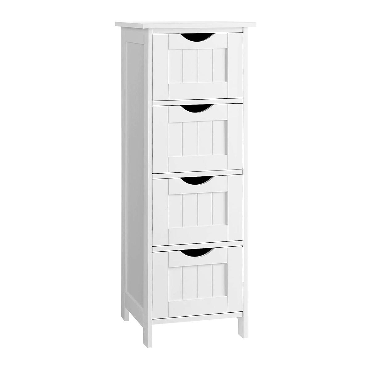 BADEZIMMERSCHRANK Weiß mit 4 Schubladen - L30 cm - Weiß, Holzwerkstoff (30/82/11.5cm) - Calicosy
