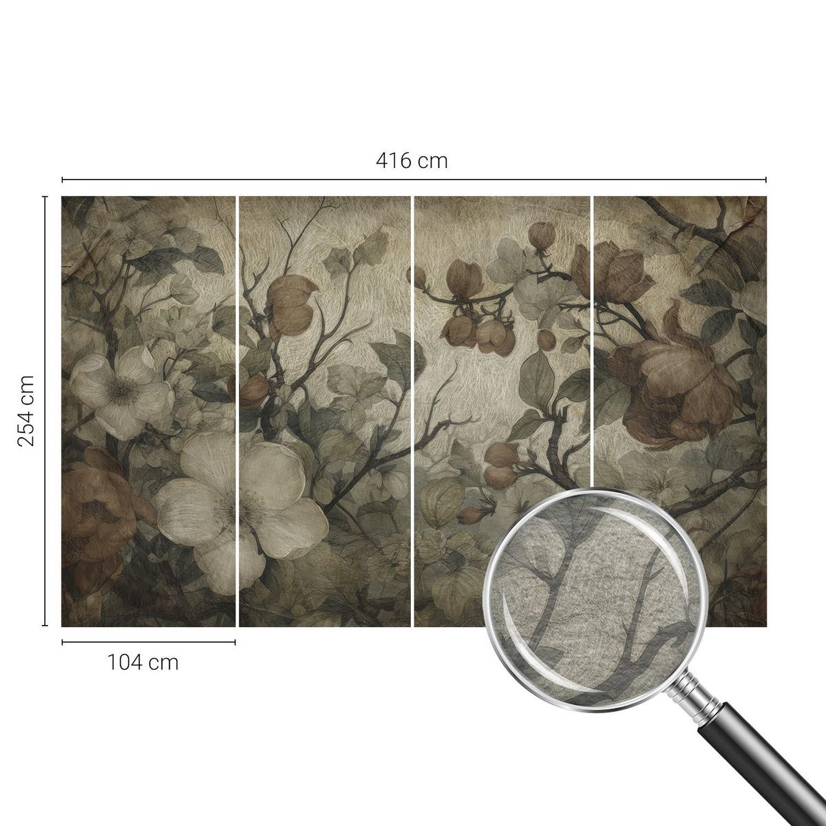 FOTOTAPETE 416x254 cm - Blumenschönheit - Weiß, Textil (416/254cm) - Wallfluent