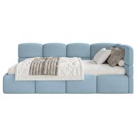 JUGENDBETT Cloudy Hellblau 120 x 200 cm - Blau/Schwarz, Kunststoff/Textil (120/200cm) - Selsey