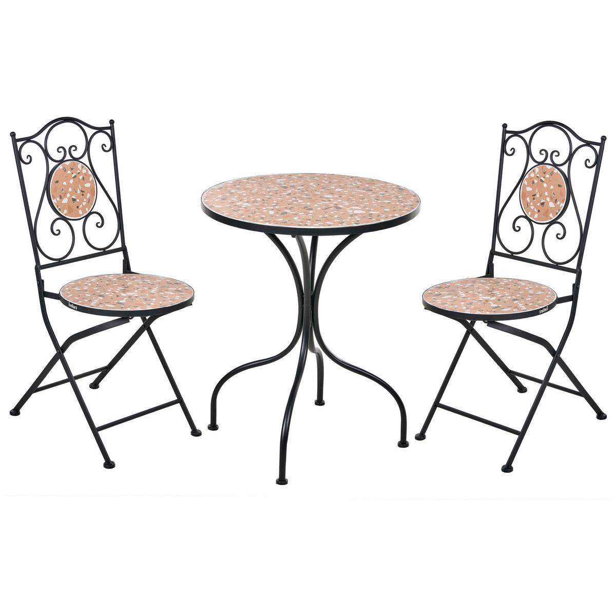 BISTRO-SET klappbar Metall Schwarz Adrano - Schwarz, Metall - Beliani