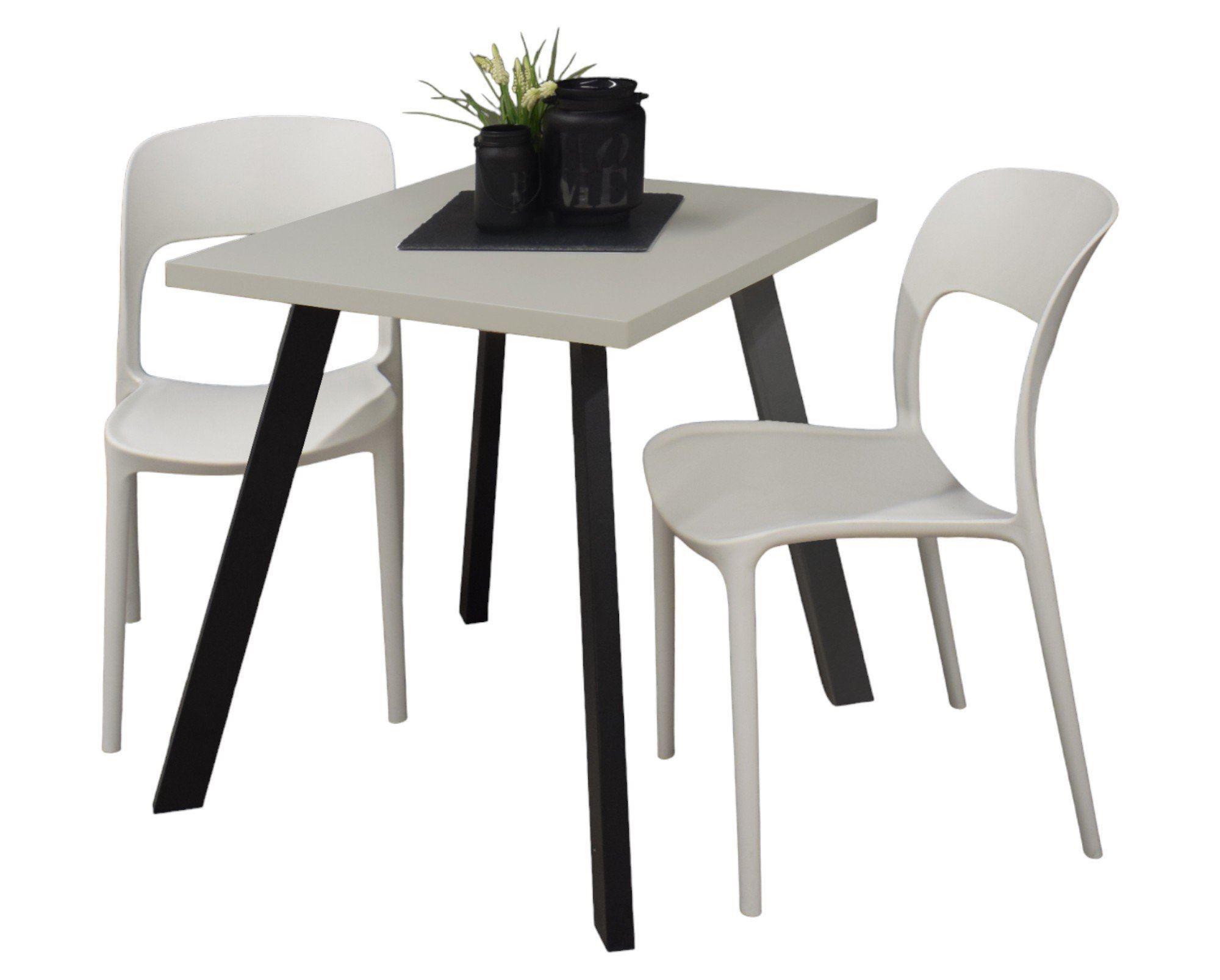 BISTROTISCH Eirene 70x70x75 schwarz matt/weiß matt lack - Weiß, Metall (70/70/75cm) - 58aufmkessel