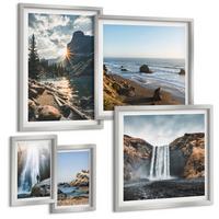 BILDER SET 5er Set - 50x50 cm & 20x30 cm & 40x60 cm Silberner Rahmen - Zitronengarten mit Getränken - Silberfarben, Kunststoff (40/60cm) - TULUP