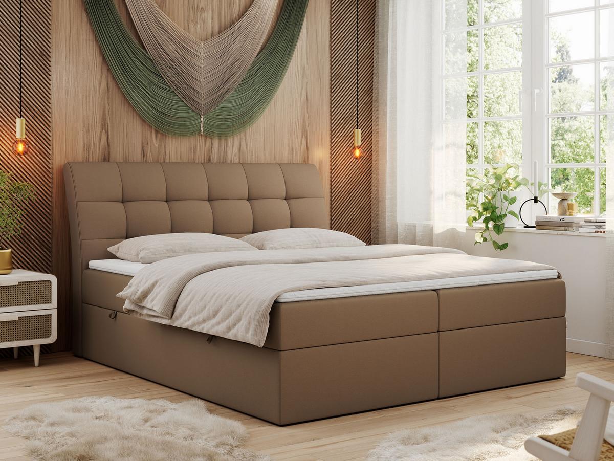 BOXBETT DIEGOS 200/200 Braun Kunstleder - H4 - Braun, Holz/Textil (200/200cm) - MKS