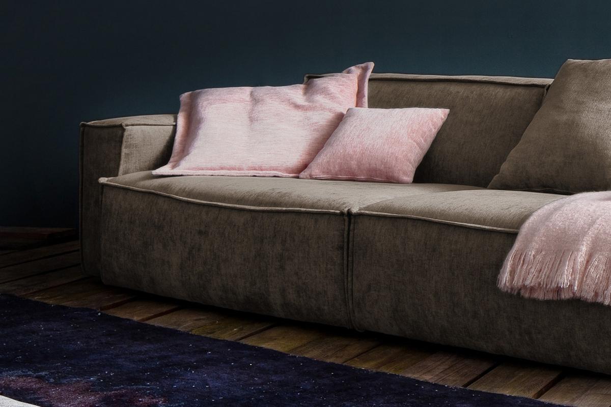 RIESENSOFA SAMU Braun Webstoff - Dunkelbraun/Schwarz, Textil (418/72/106cm) - KAWOLA