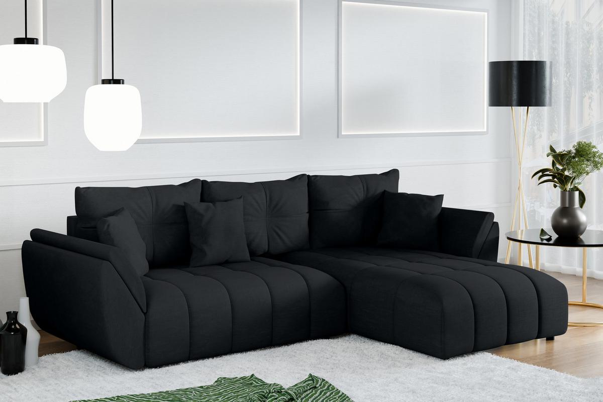 ECKSOFA L Form Antalya Anthrazit 280/190/91 cm – mit Bettkasten - Schwarz, Kunststoff/Textil (280/190cm) - AX Living