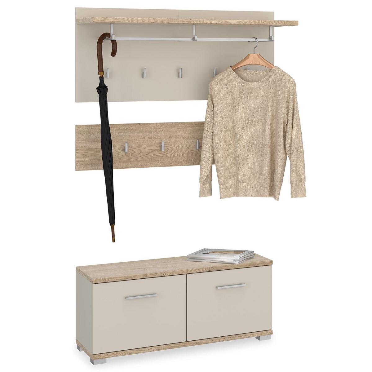 GARDEROBENSET BILBAO Cremona Eiche/Kaschmir - Kaschmir/Sonoma Eiche, Holzwerkstoff (90/60/34cm) - IDIMEX