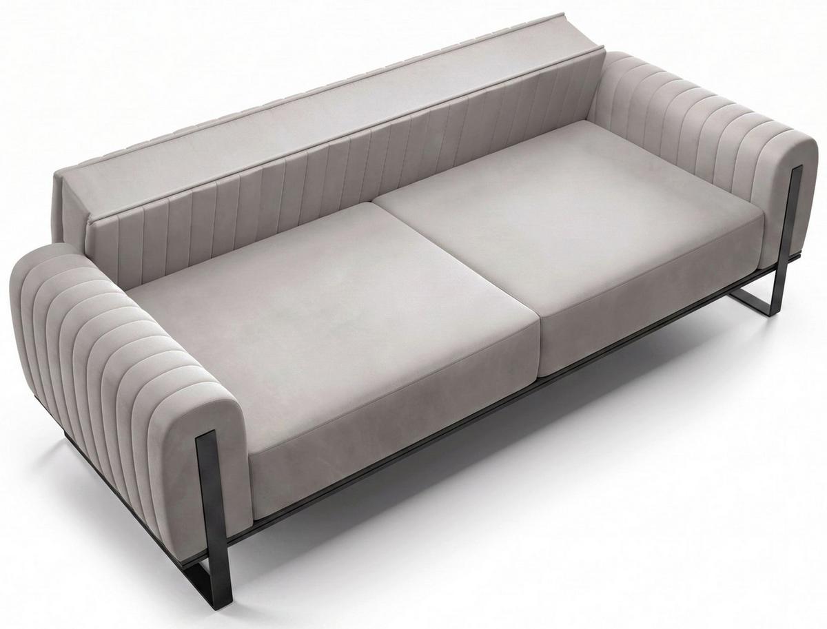 SOFA Parissa 228 cm - Hellgrau/Schwarz, Textil/Metall (228/79/92cm) - Selsey