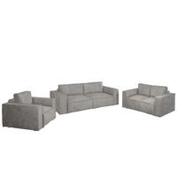 SOFASET Vajana 3-2-1 - Hellgrau, Holzwerkstoff/Textil (240/86/102cm) - Fun Möbel