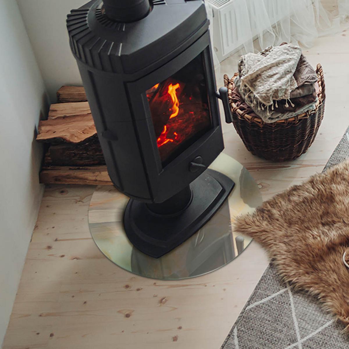 GLASPLATTE für Kamin Ø 50 cm - Türkis, Glas (50/50/0.4cm) - TULUP