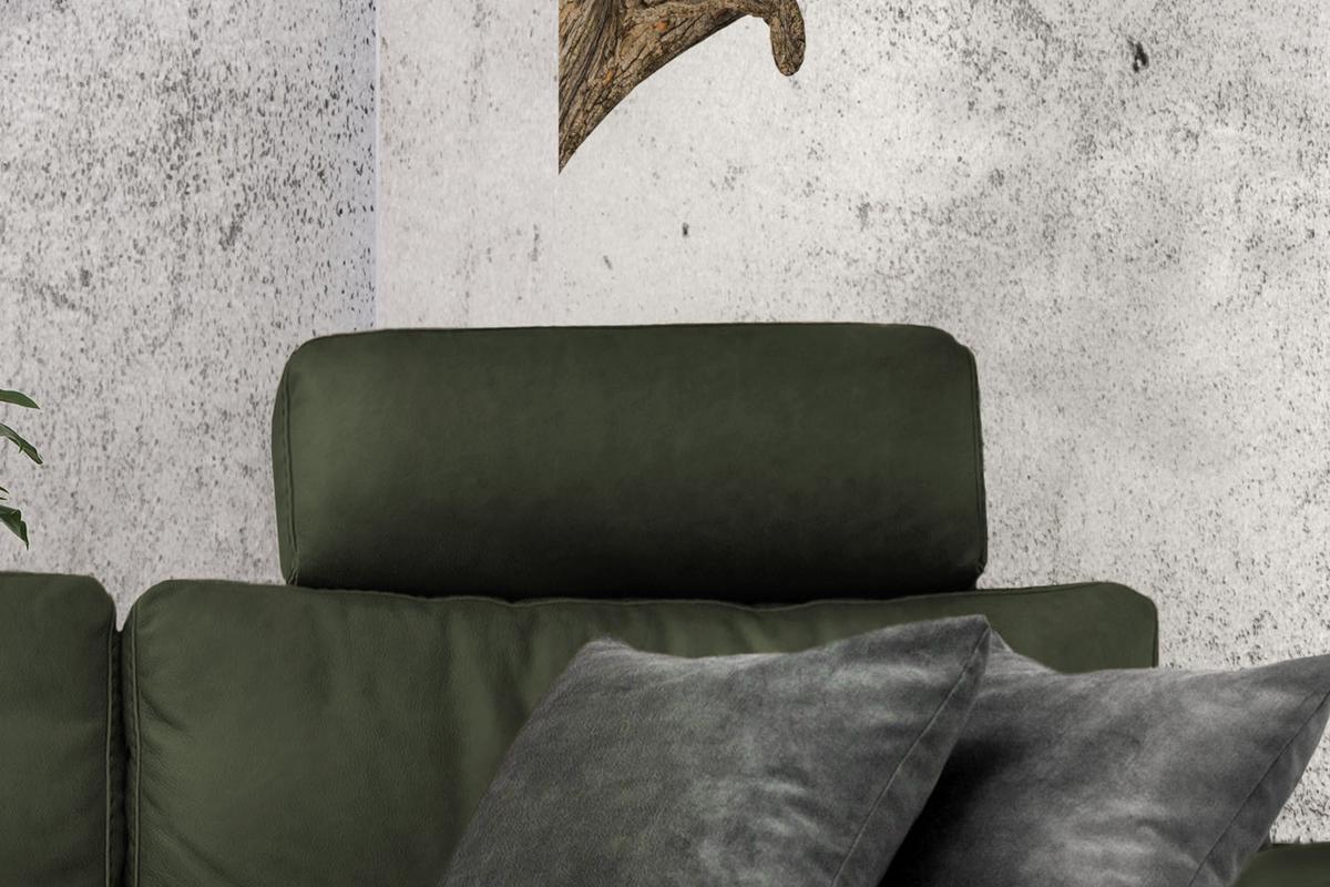 ECKSOFA XL MOTORISCHER RELAXFUNKTION LOLA Dunkelgrün Leder Relaxfunktion - Dunkelgrün/Schwarz, Leder (304/178cm) - KAWOLA