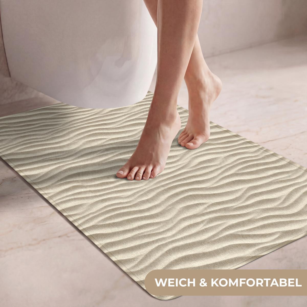WC-VORLEGER Sand - Wellen - Beige Toilettenvorleger 60x90 cm - Beige, Textil (60/1cm) - OnlyWow