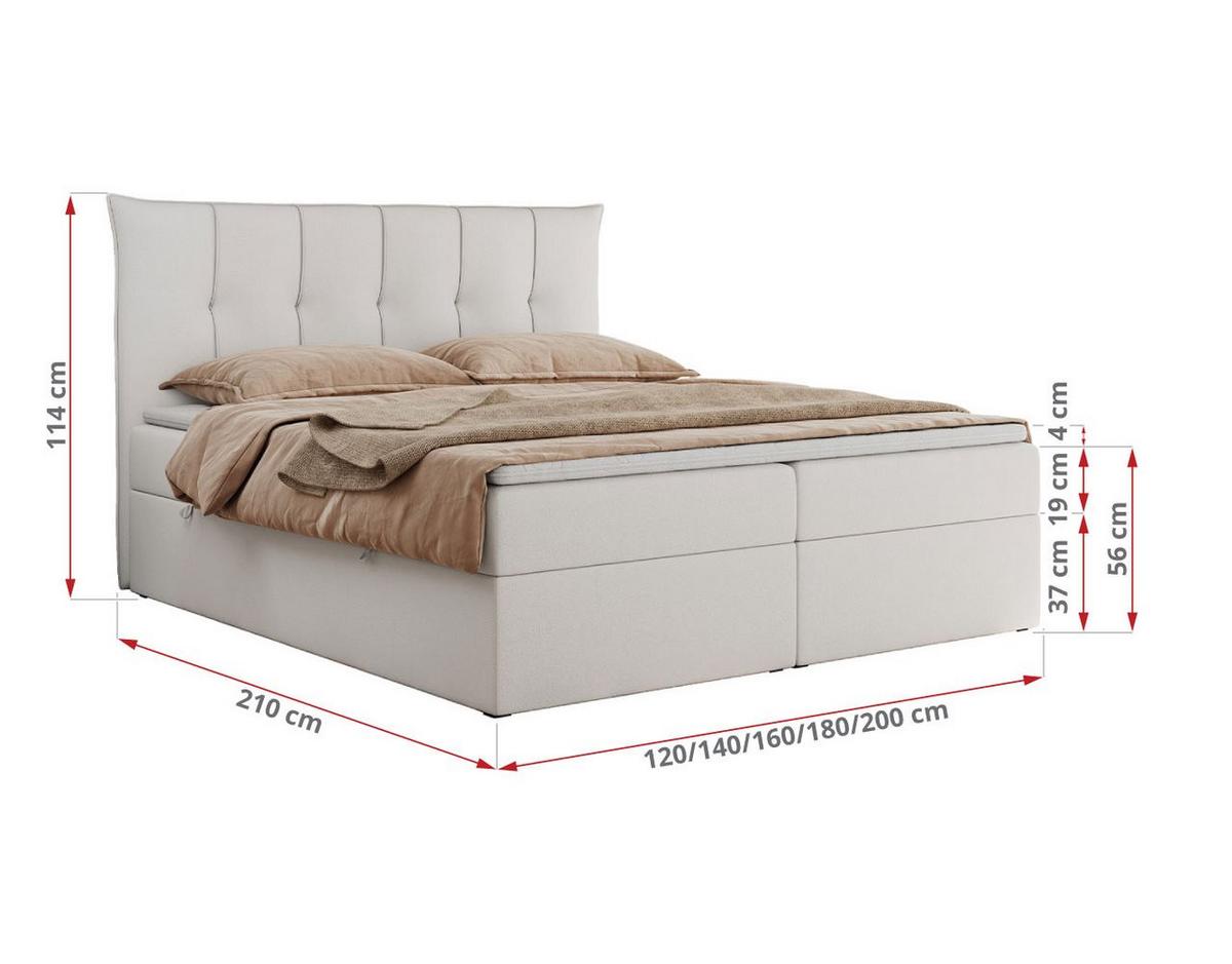 BOXBETT PREMIUM 10 140/200 Weiß Kunstleder - H4 - Weiß, Holz/Textil (140/200cm) - MKS