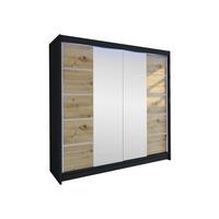 SCHWEBETÜRENSCHRANK Talin V, mit RGB LED Beleuchtung - Silberfarben/Braun, Holzwerkstoff/Metall (180/215/58cm) - MIRJAN24