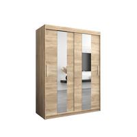 SCHWEBETÜRENSCHRANK 200/150/62 2-türig - Silberfarben/Sonoma Eiche, Holz/Kunststoff (150/200/62cm) - MÖBEL KRYSPOL