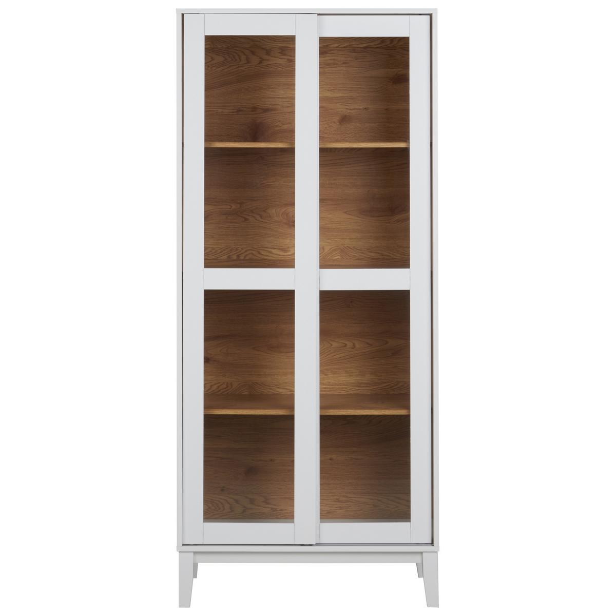 VITRINE mit Glastüren 80 cm Weiß Rumson - Weiß, Holzwerkstoff (80/183/40cm) - Beliani