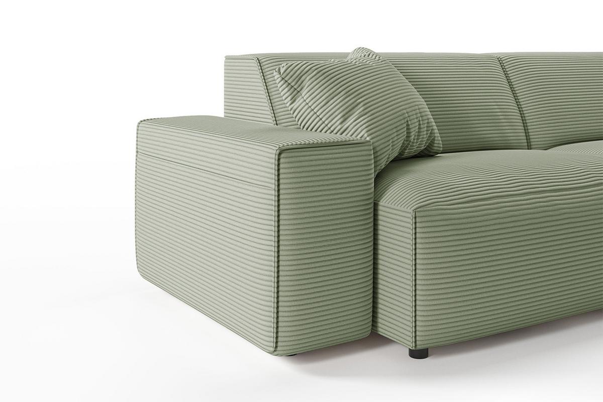 SOFA RANI Grün Cord - Schwarz/Olivgrün, Kunststoff/Textil (256/71/101cm) - KAWOLA