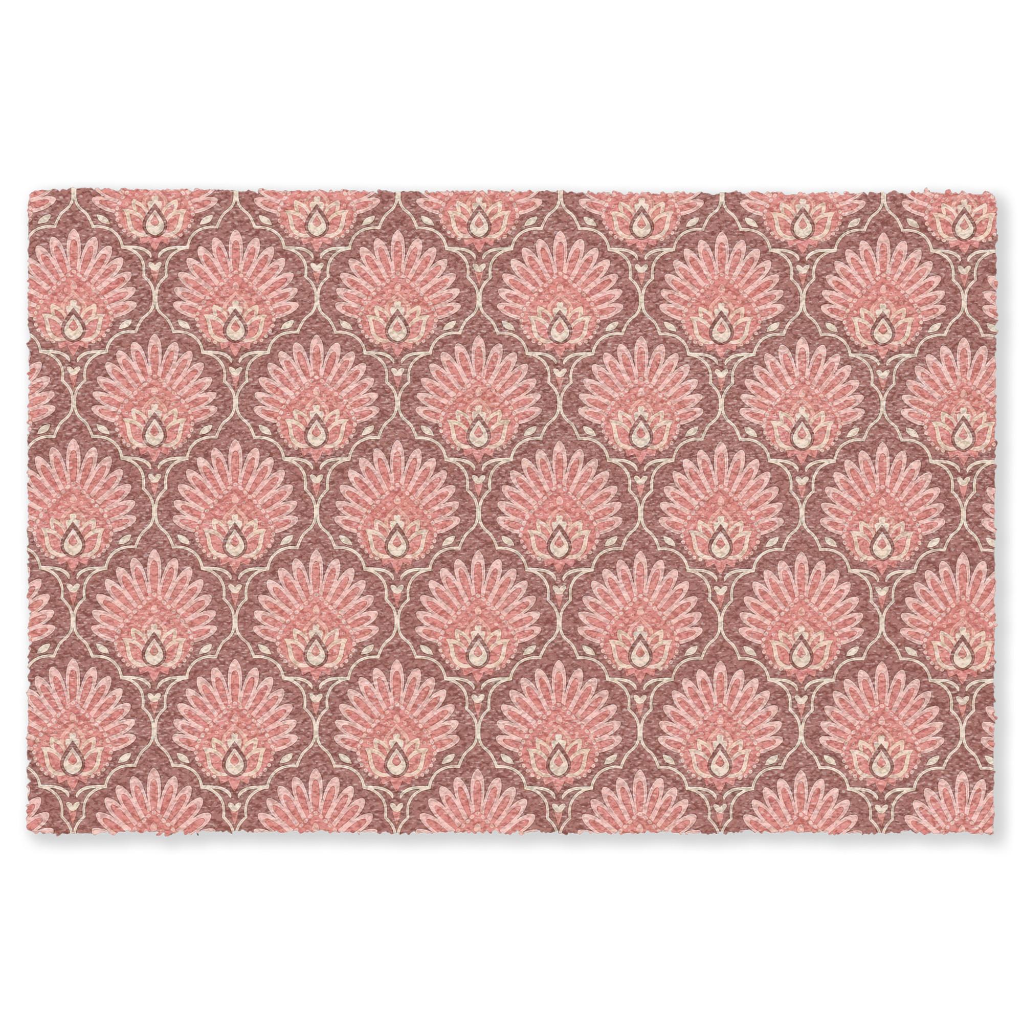 FUSSMATTE Fächermotiv - Muster - Rosa Türmatte 90x60 cm - Altrosa, Kunststoff (90/0.4cm) - MuchoWow