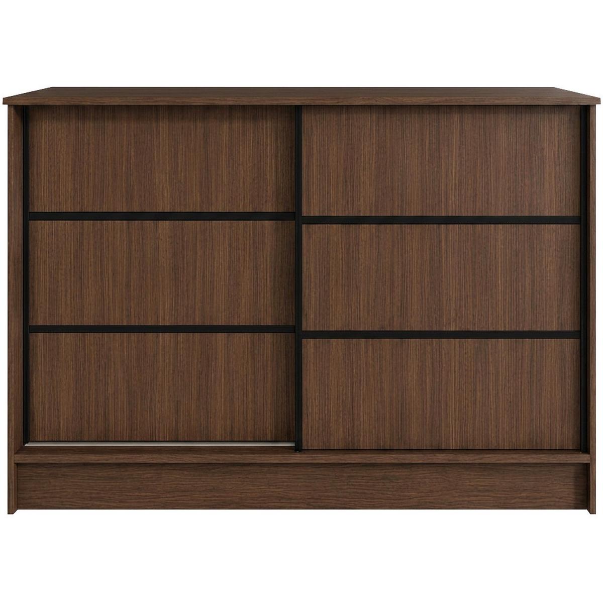 KOMMODE Mirela mit 2 Schiebetüren 120 cm, Walnuss+Schwarz - Walnussfarben/Schwarz, Holzwerkstoff (121/85/43.5cm) - Beautysofa