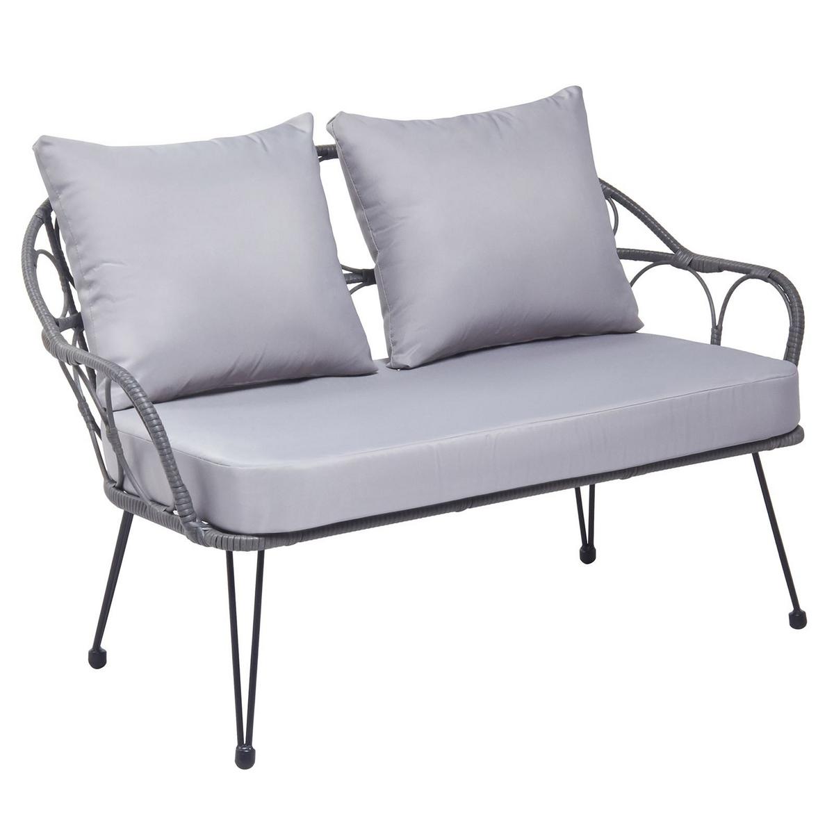 GARTENMÖBELSET CAIRO 4er Set grau - Schwarz/Grau, Textil - IDIMEX