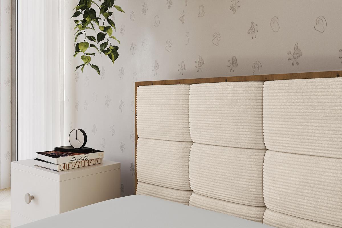 EINZELLBETT Jugendbett mit Bettkasten, Rechts - SOVY 90x200 Beige - Kaschmir, Holzwerkstoff/Textil (90/200cm) - ALTDECOR