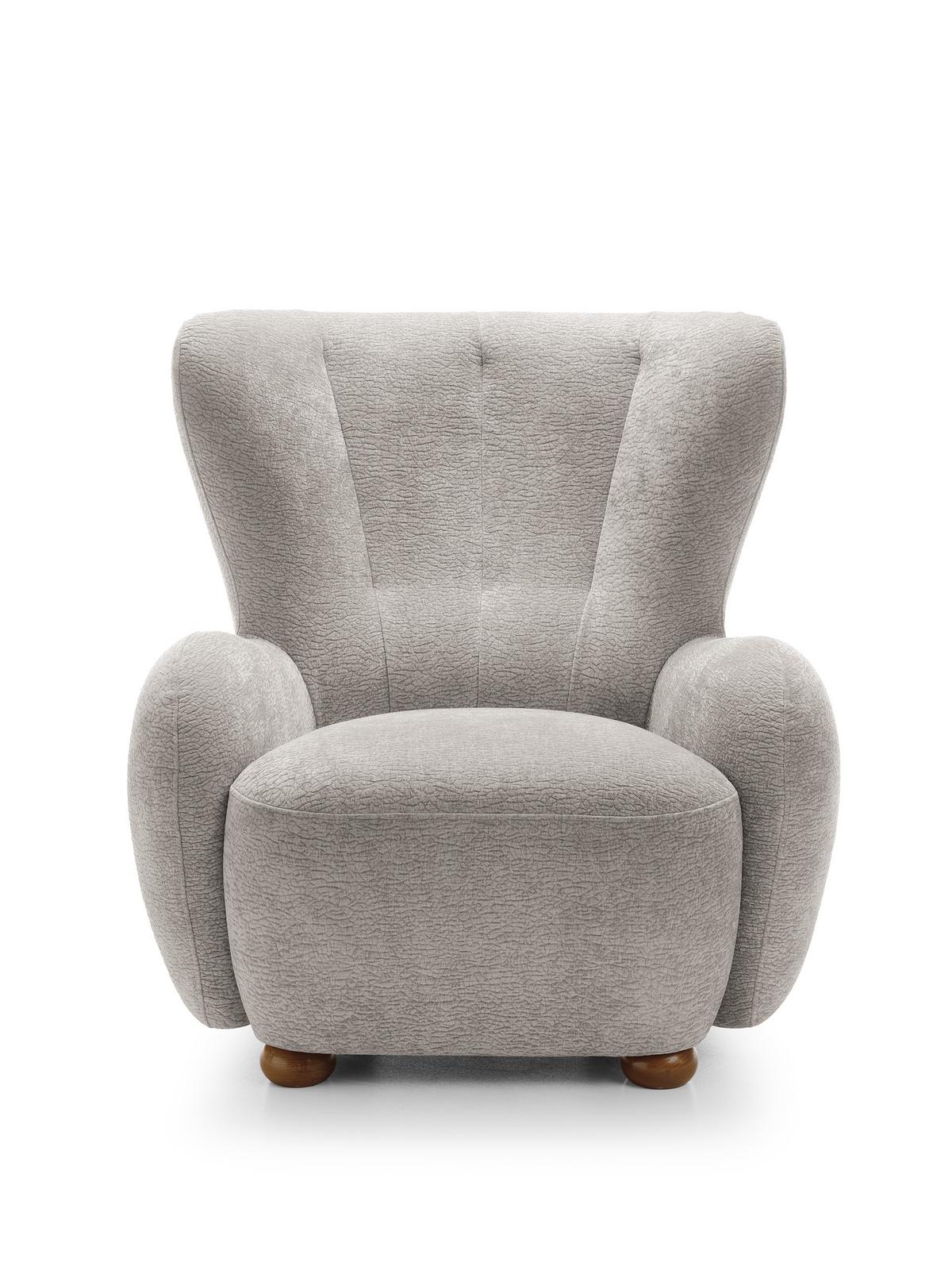 SESSEL MIST, Polstersessel Klassisch Loungesessel, Chenille-Stoff Grau - Grau, Holz/Holzwerkstoff (88/91/100cm) - MASSENO