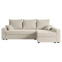 ECKSOFA mit Schlaffunktion und Bettkasten ALESIA-L 231x140x90 cm Beige Velours - Beige/Silberfarben, Holzwerkstoff/Kunststoff (231/140cm) - ALTDECOR