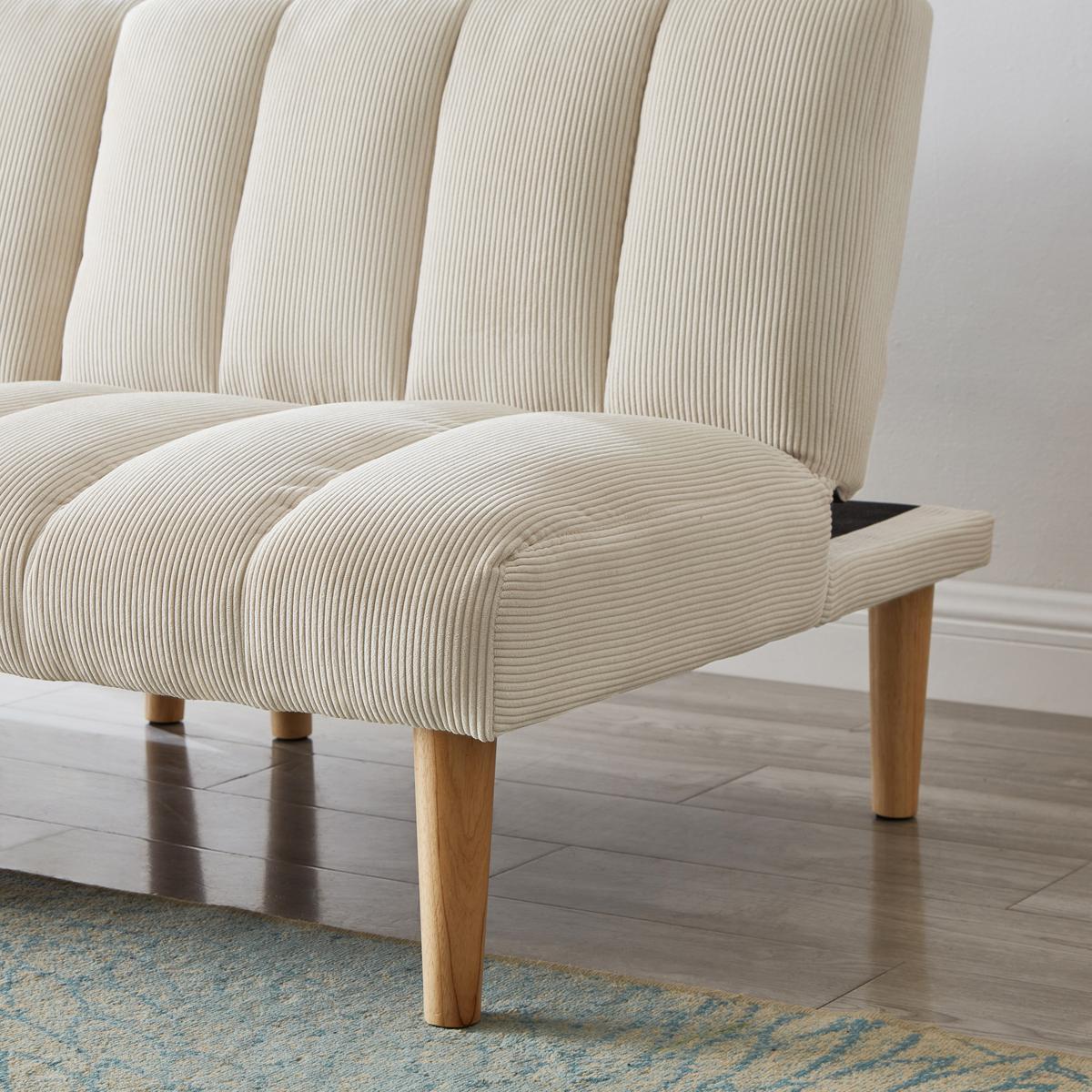 SCHLAFSOFA aus beigem cord, klappbar und mit verstellbarer rückenlehne - Beige, Textil (167/72/82cm) - Urban Meuble
