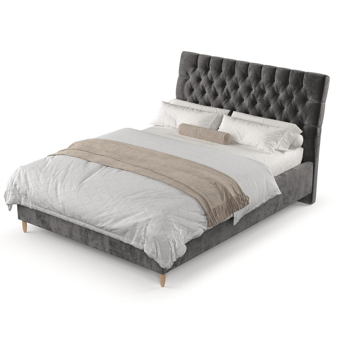 POLSTERBETT Lira 120/200 cm Anthrazit im Lotta Stoff - Anthrazit/Naturfarben, Holz/Holzwerkstoff (120/200cm) - AltaBeds