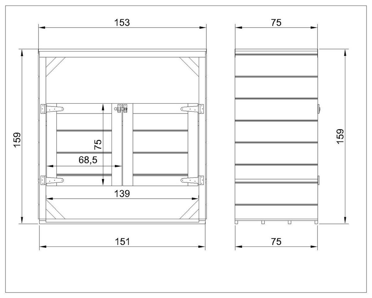 MÜLLTONNENBOX 2er 240L, M980A-CAVERN STEEL, aus wetterfestem LP Smartside Holz - Anthrazit, Holz (153/159/75cm) - Timbela