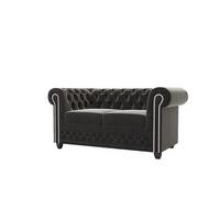 CHESTERFIELD-SOFA 2-Sitzer Nyx Schwarz Samt - Schwarz/Braun, Holz/Textil (148/72/86cm) - S-Style Möbel
