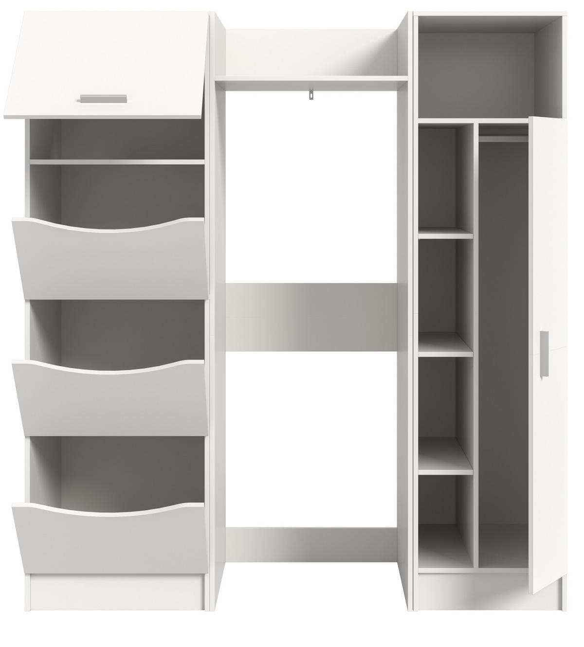 WASCHMASCHINENSCHRANK weiß Set 3-teilig 176 cm, Waschmaschinenumbau mit Stauraum - Silberfarben/Weiß, Glas/Holzwerkstoff (176/195/68cm) - Inn.Furn