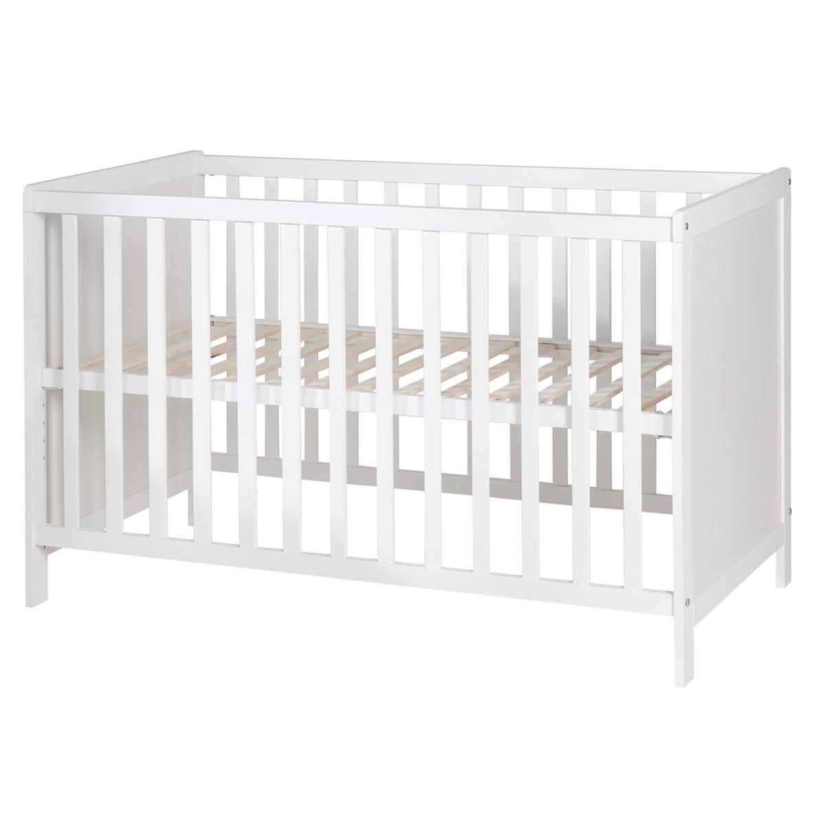 BABYBETT mit Matratze 60 x 120 cm - Weiß, Holzwerkstoff (60/120cm) - Roba